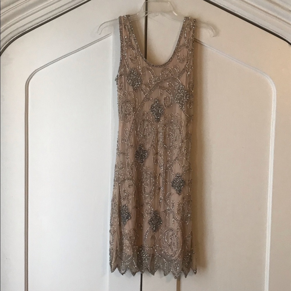 Beaded blush flapper dress